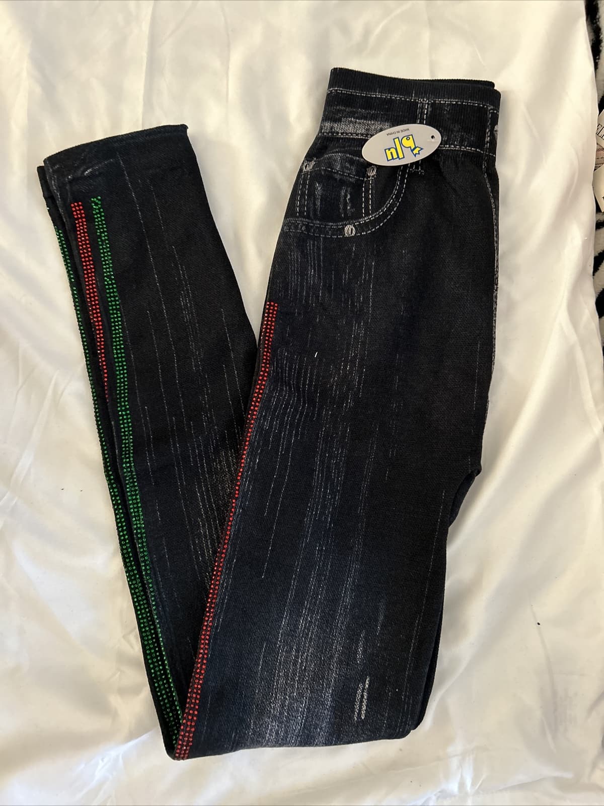 Girls Junior Leggings Black Multi Color NWT One Size Fits Most