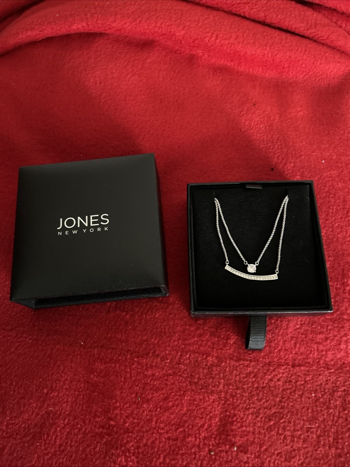 Jones New York Double Strand necklace Rhinestones Silver Tone DS5 & Bracelet