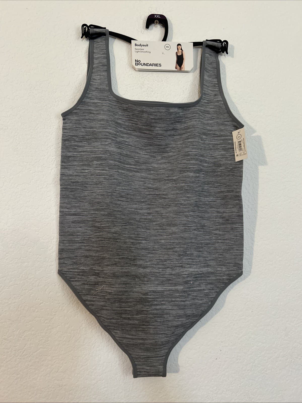 Women’s seamless Light Smoothing Grey Flannel Bodysuit No Boundaries NWT