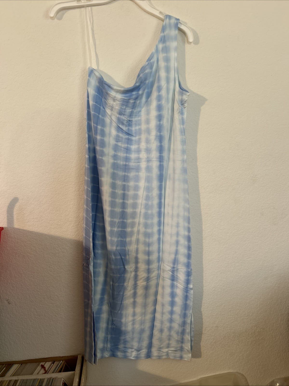 Time and Tru Womens One-Shoulder TieDye Dress Blue Yonder Size XS (0-2) NWT