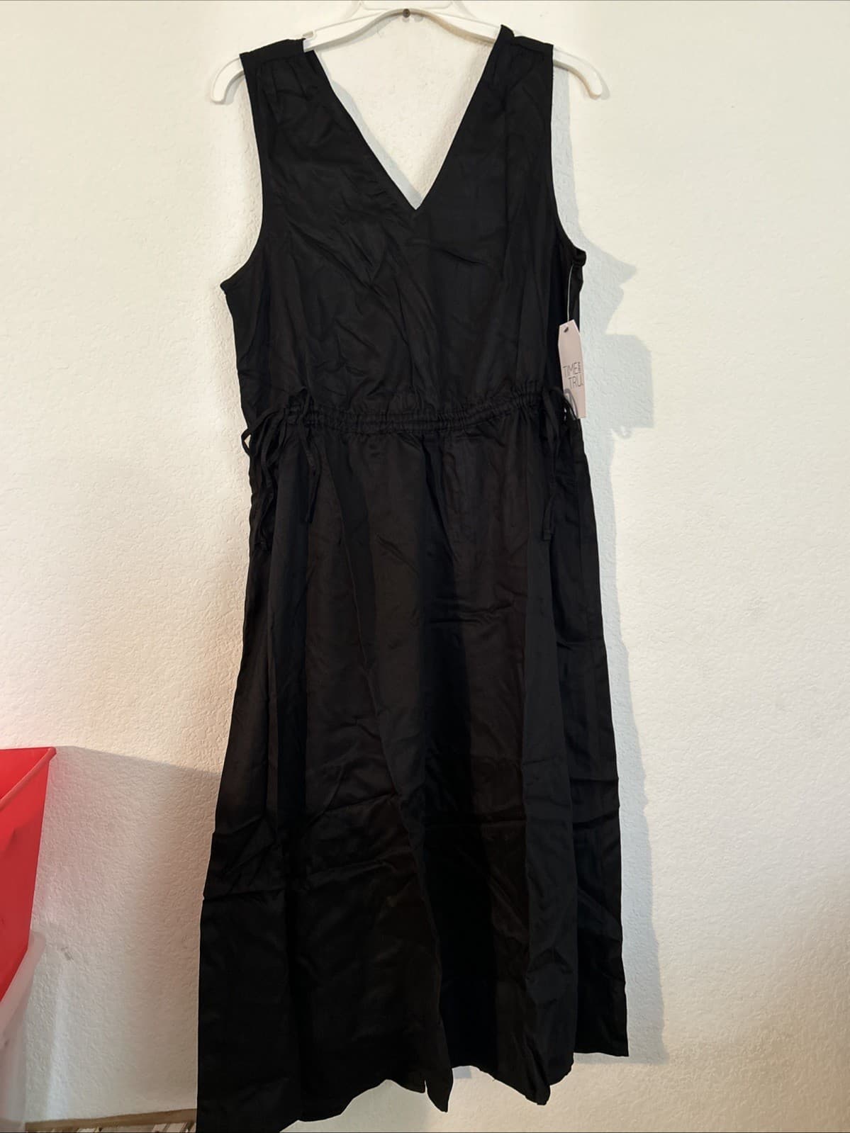 Time And Tru Black TT Drawstring Midi Dress NWT Medium (8-10)
