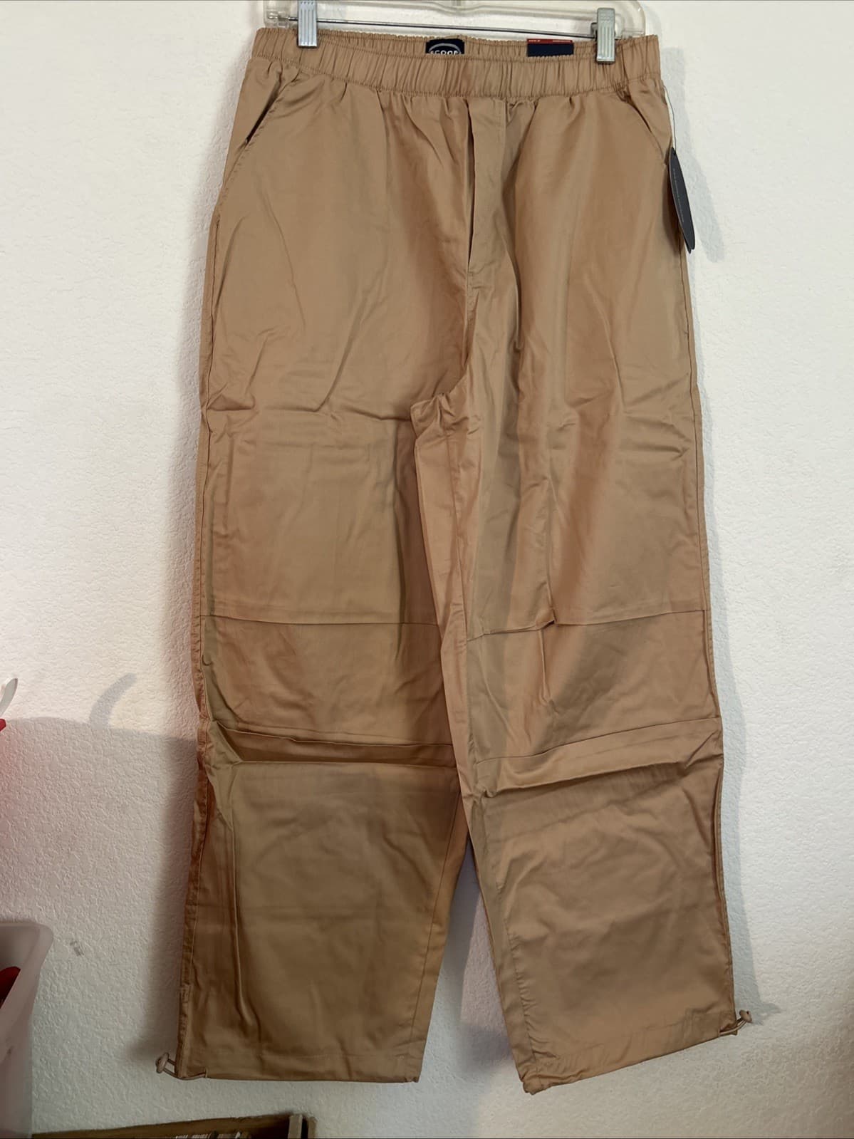 Scoop Womens Cotton Parachute Joggers High Rise Pull-on Relaxed Brown Size M NWT