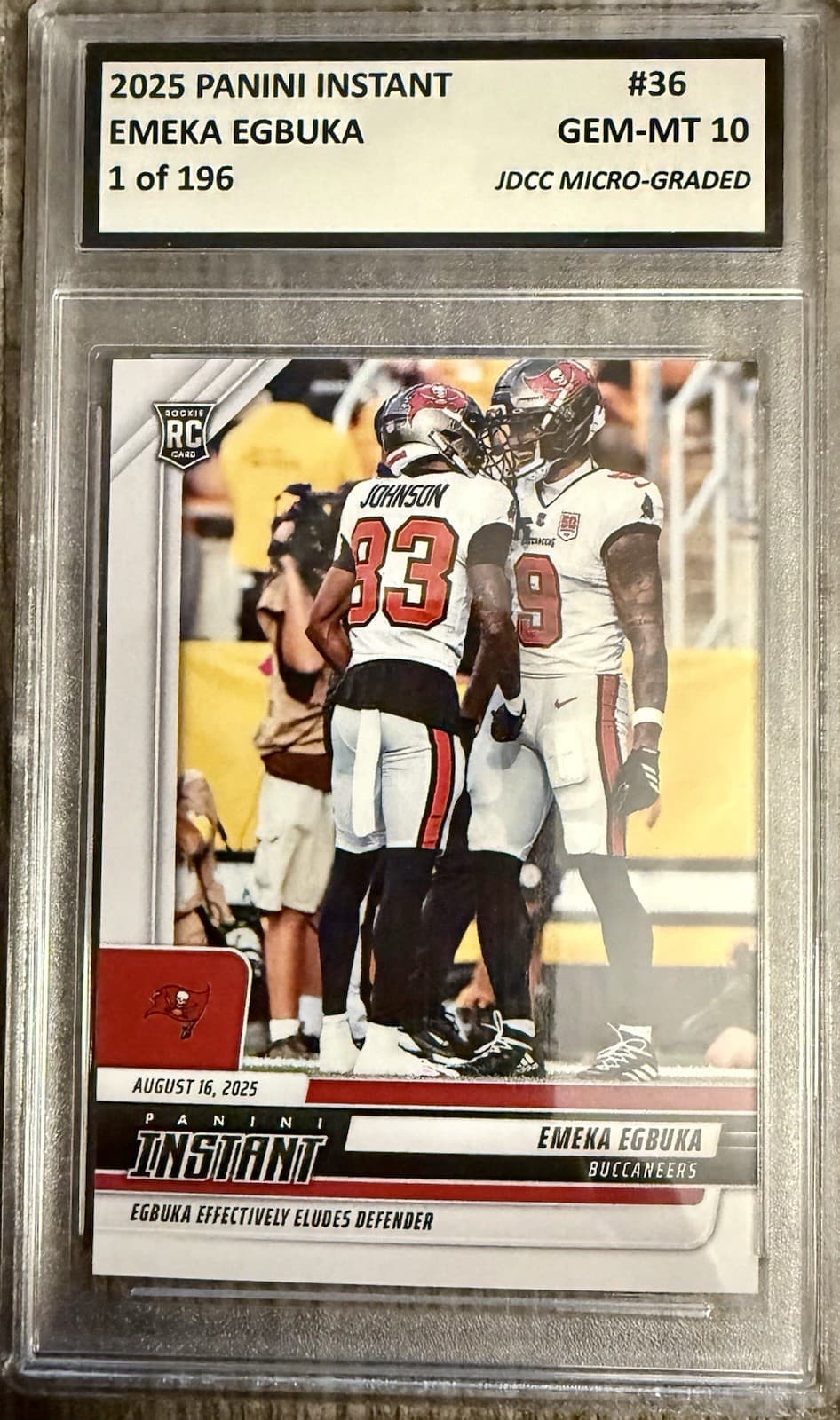 2025 Panini Instant Emeka Egbuka RC #36 Graded JDCC Gem Mint 10 COA /196