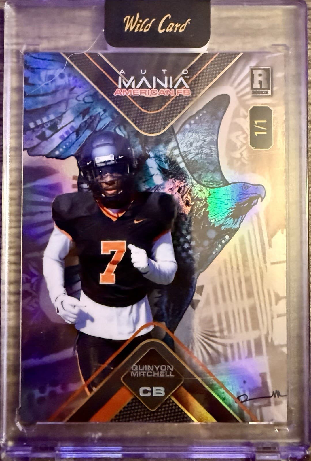 2024 WILD CARD AUTO MANIA 1/1 ROOKIE QUINYON MITCHELL PRISM REFRACT PAINT EAGLE