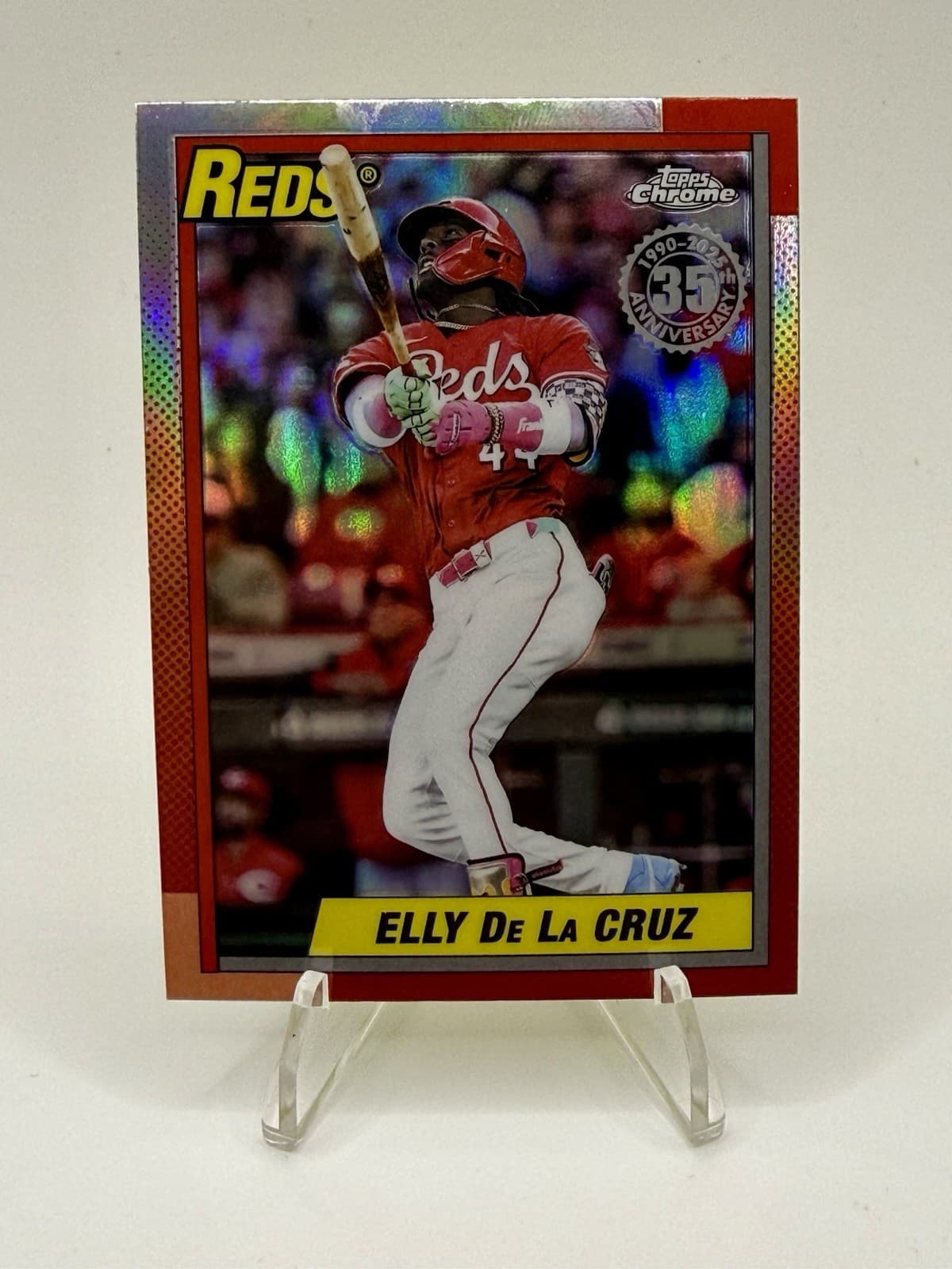 2025 Topps Chrome Update Elly De La Cruz 35th Anniversary Refractor #90CU-3 Reds