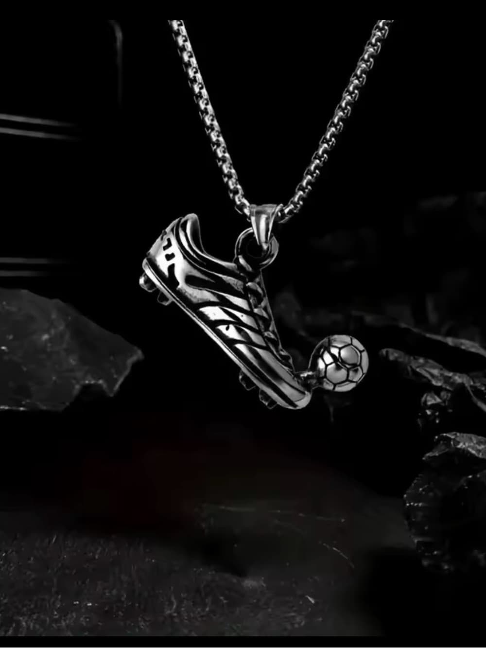 Sterling Silver Soccer Cleat & Ball Pendant Necklace