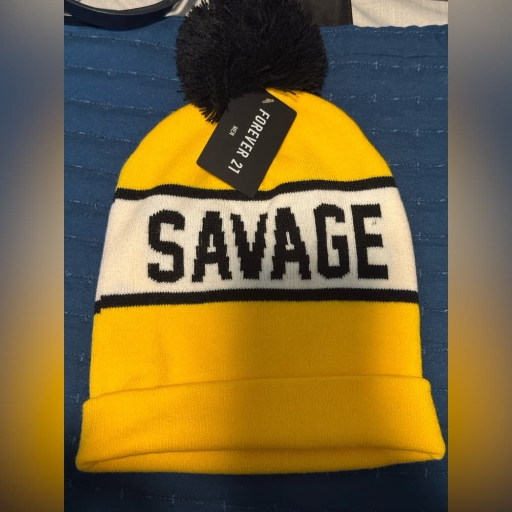Forever 21 Yellow and Black Hat Bold Design
