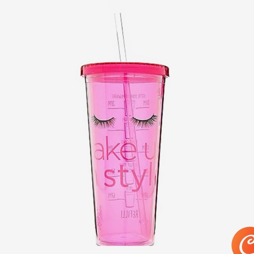 Pink Tumbler with Straw