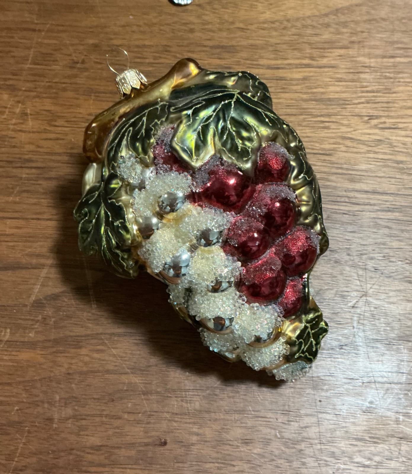 Dillards Blown Glass Grape Ornament Purple Frosted Beaded Sugar