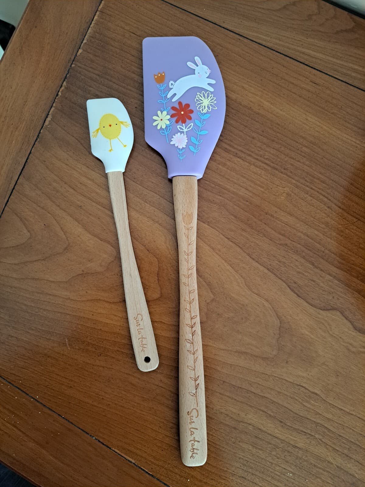 Tovolo Spatulart Easter Bunny, Chick Spatula Pair Purple Silicone Sur LA Table