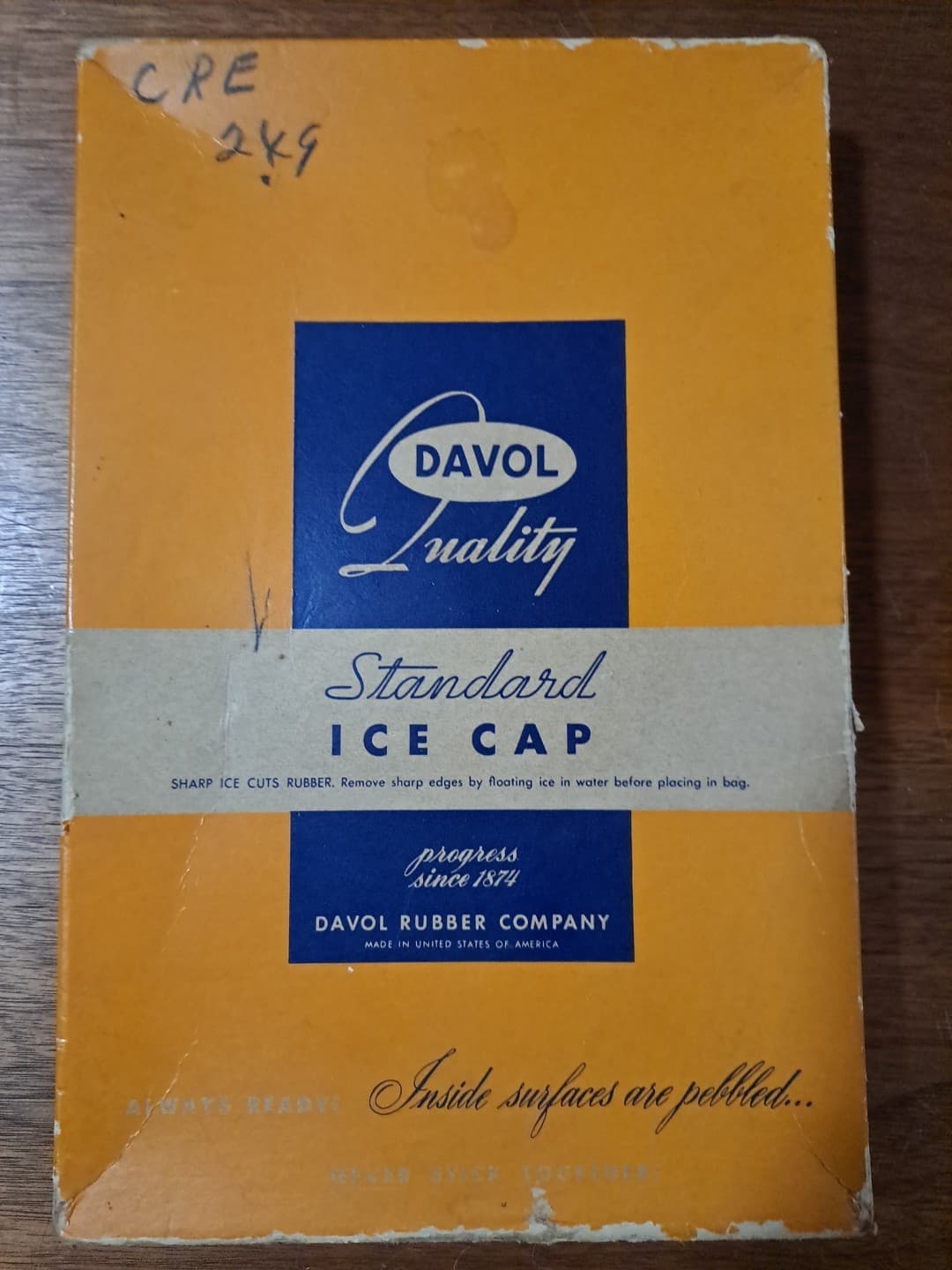 Vintage Davol Rubber Co USA #402 Standard Ice Cap Bag Hot Water Bottle