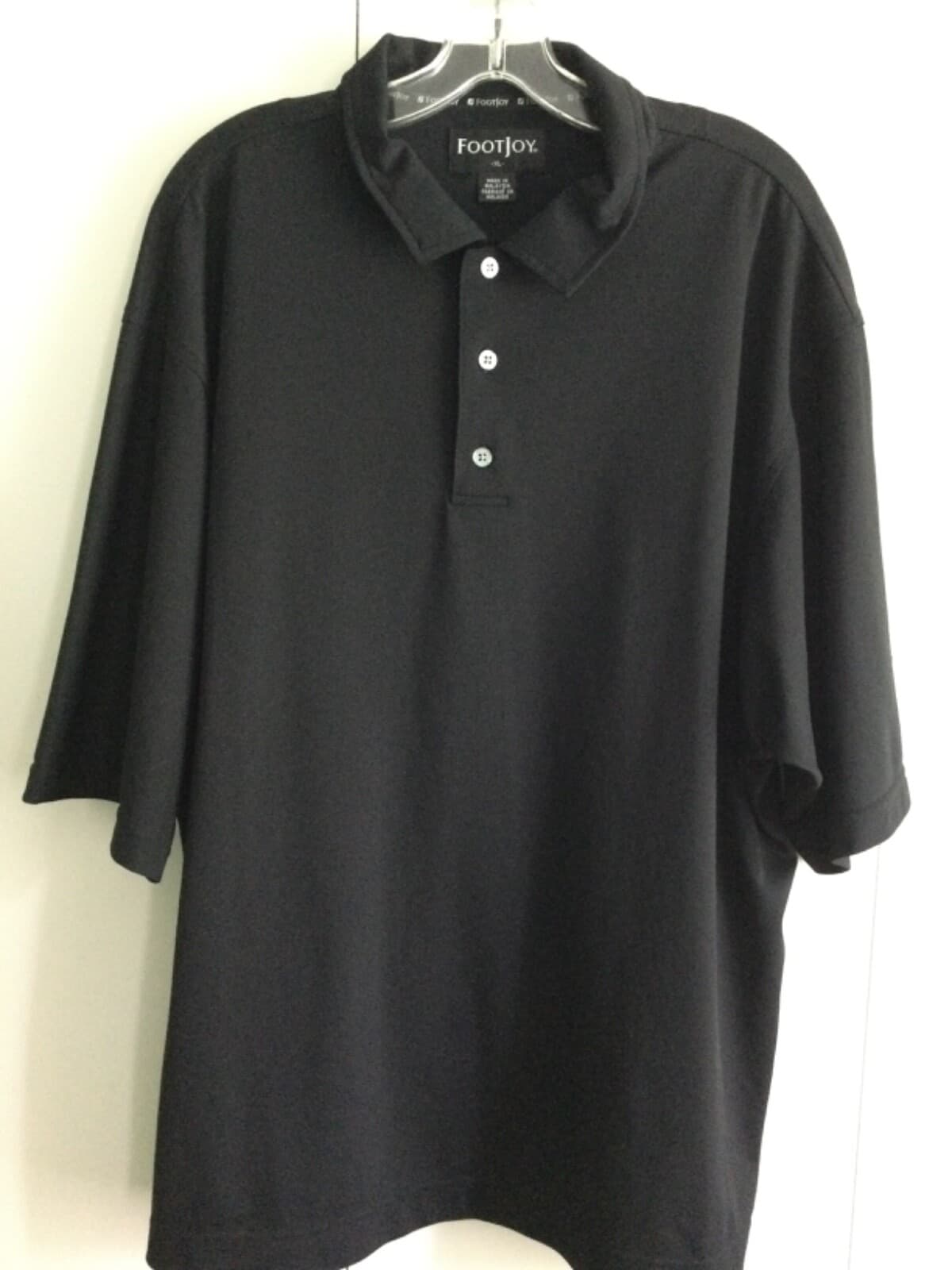 Footjoy FJ Logo Black Polo Golf Rugby Shirt XL Short Sleeve