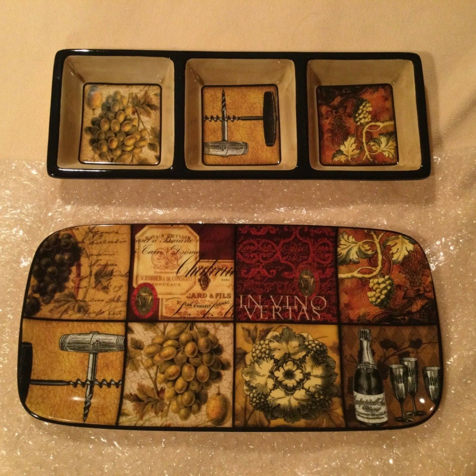 CI Section Condiment Crudité Dish & Cheese Appetizer Serving Tray Wine Plate NWT