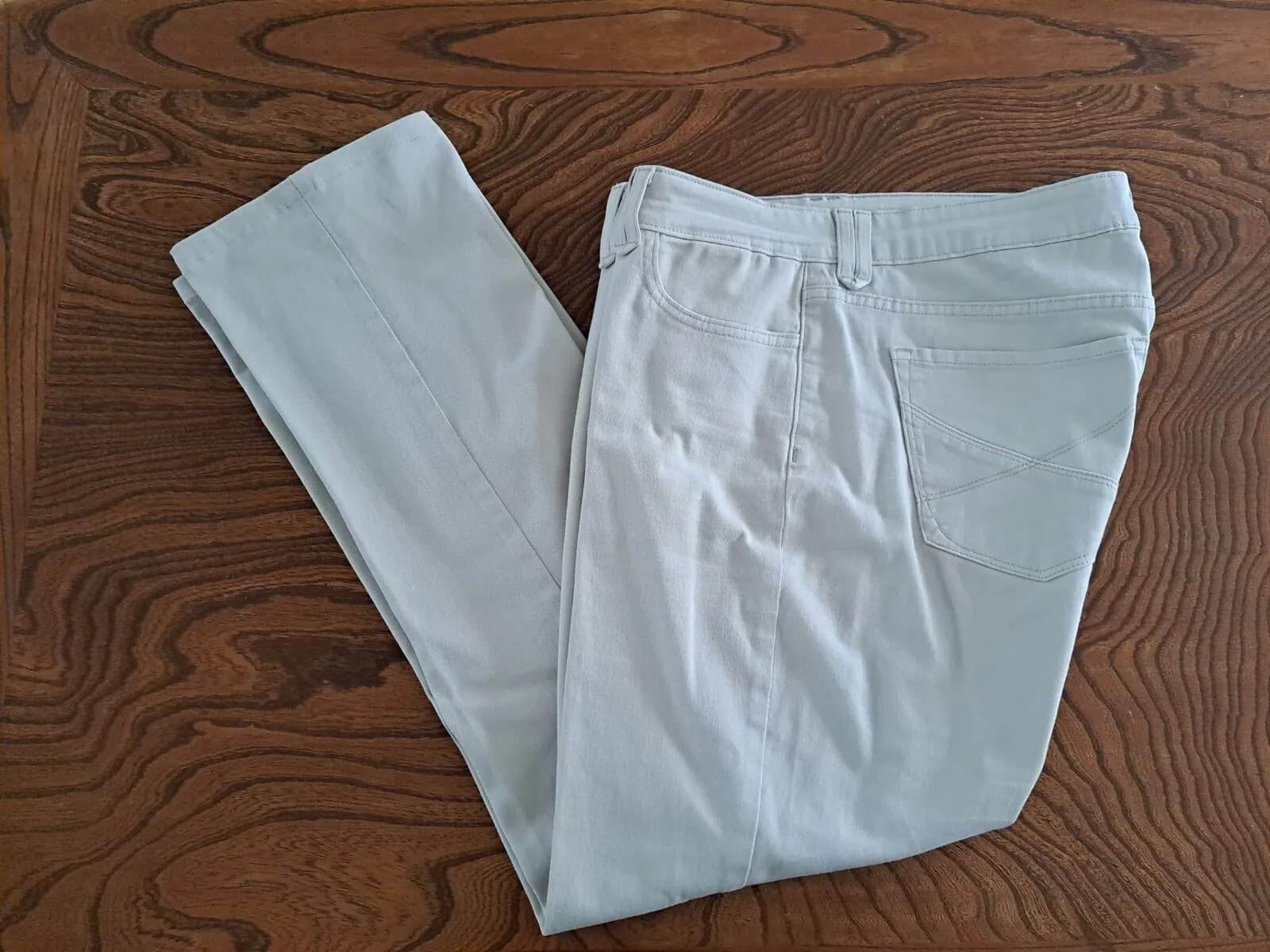 NYDJ Beige Khaki Twill Pants Sz 12 Stretch Jeans 5 Pocket Straight 35x28.5