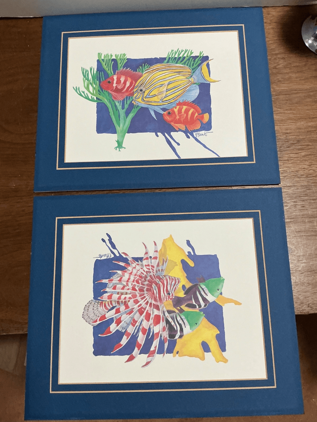 Set of 2 Paul Brent Tropical Fish Wall Art Matted NO Frame 9x7