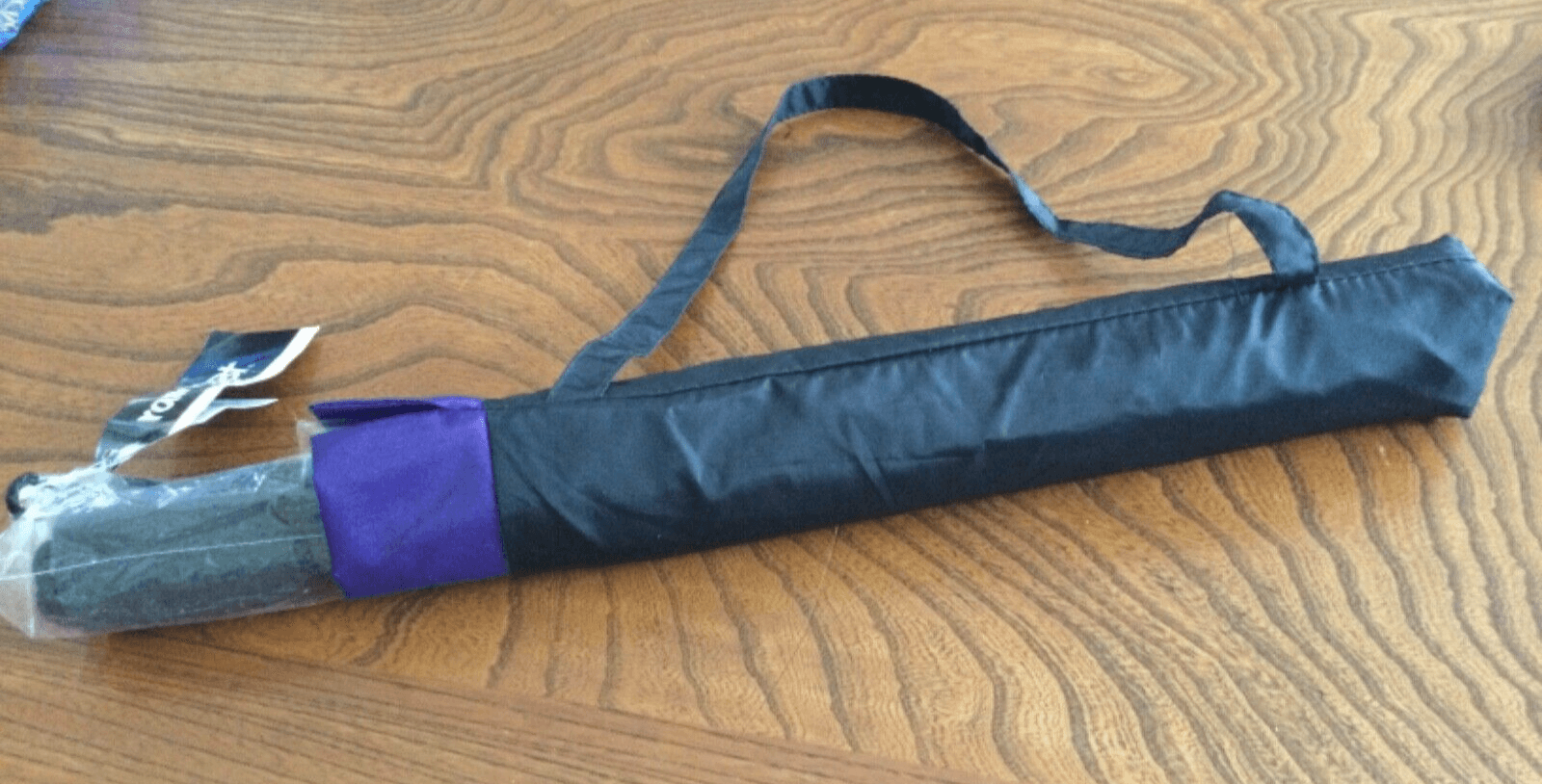 Rainkist 43" Arc Auto Open Foldable Umbrella Black & Purple w/ Carry Sleeve NWT