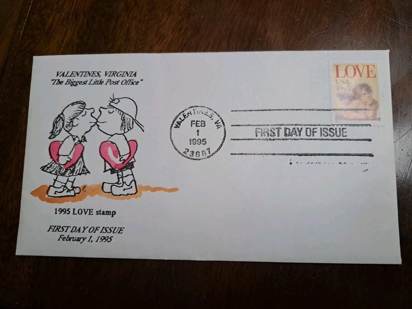 Scotts #2948 "Love & Cherub" Stamp First Day of Issue Cover Valentines, VA 1995