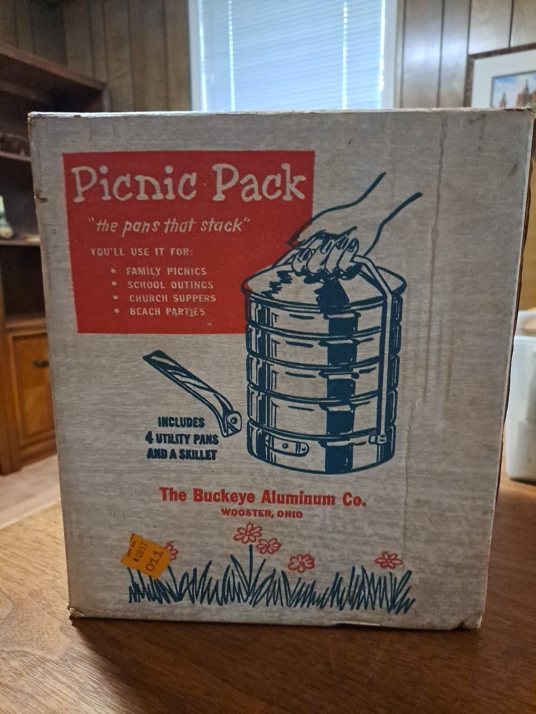 Buckeye 1960's Aluminum Picnic Pack Stacking Food Canisters Camping Cookware Box