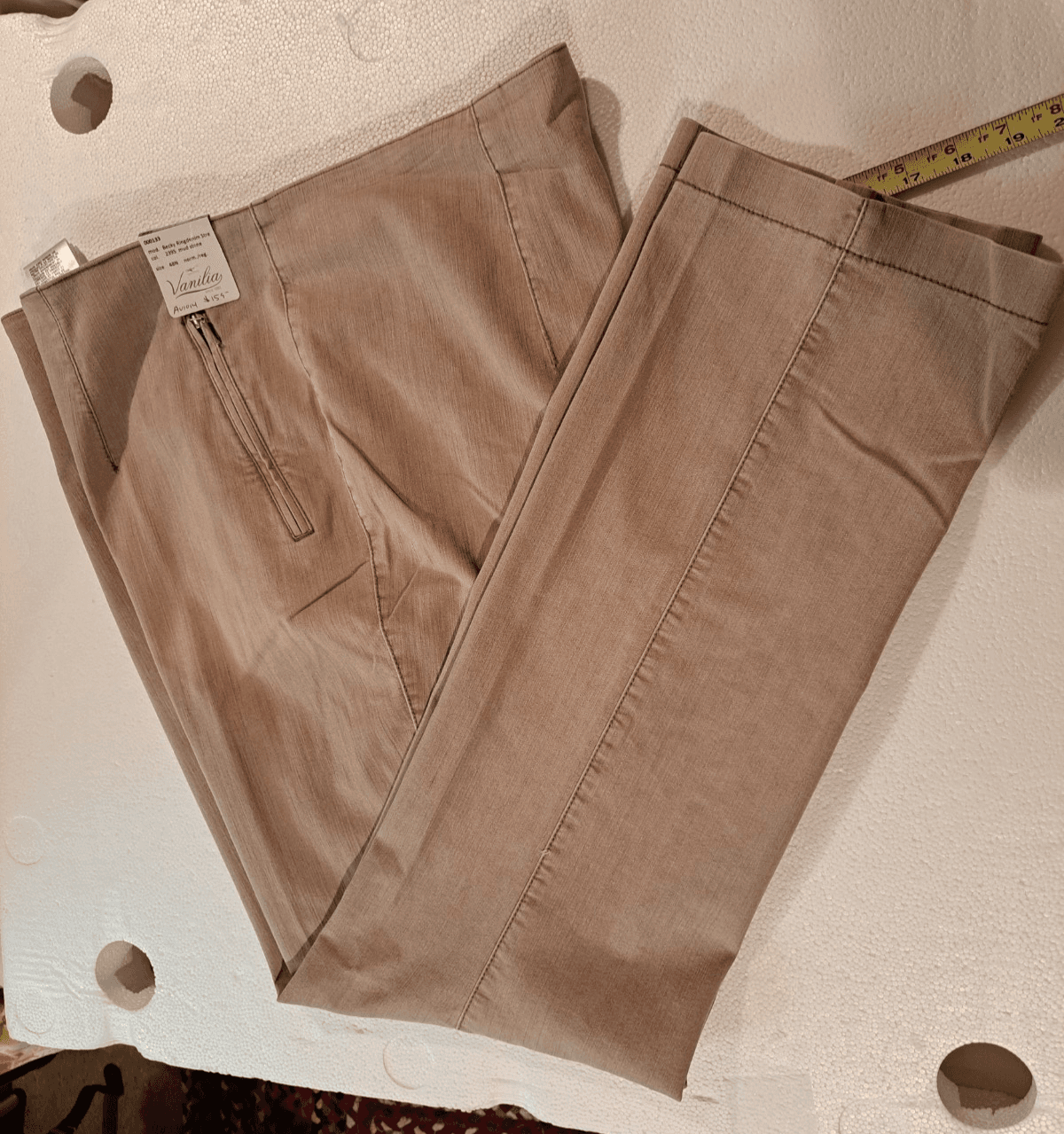 Vanilia Becky Mud Stone Light Ring Denim Pants 48 N US 16 Zip Pockets NWT