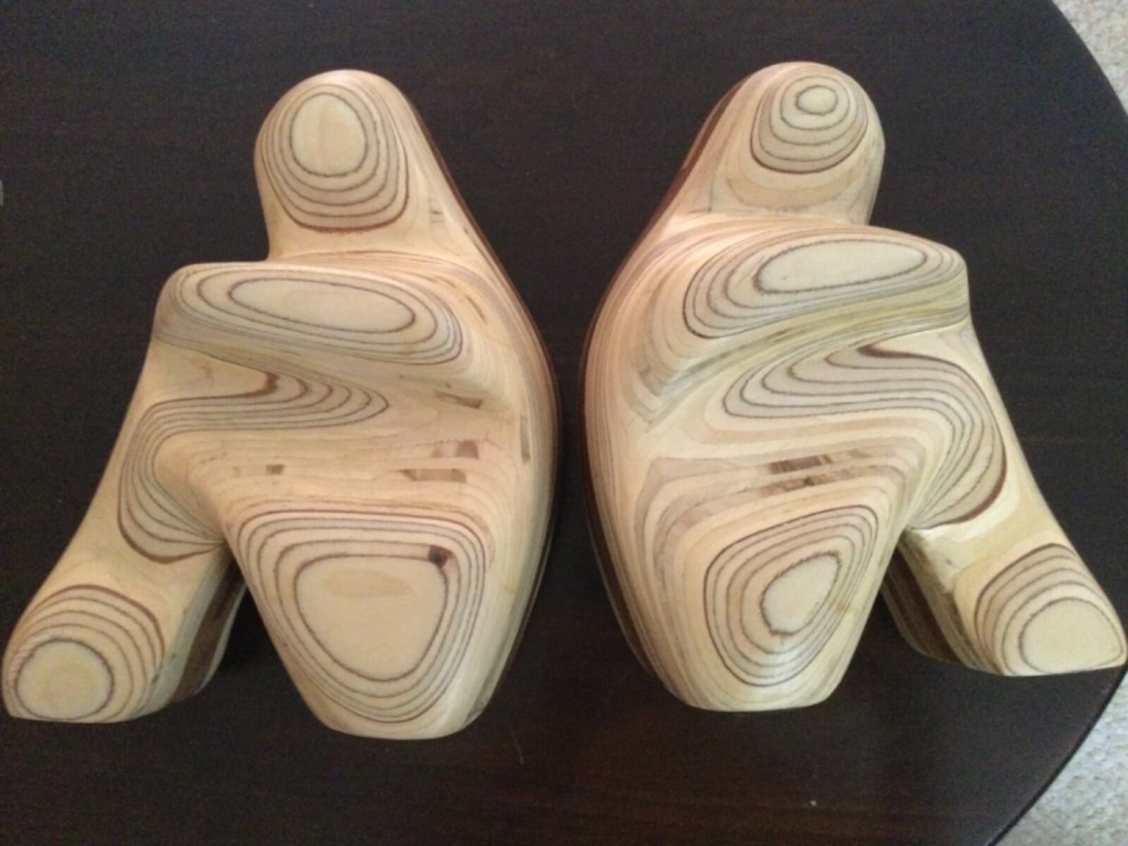 Robert Hargrave Modern Art Pressed Wood Sitting People Sculptures Book Ends