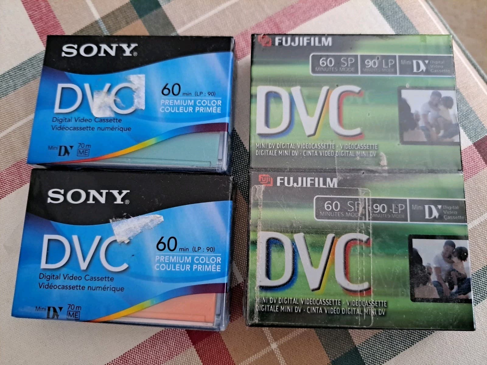 Sony & Fujifilm Mini DV DVC Digital Video Cassettes 60/90 Min. 4 Premium Tapes