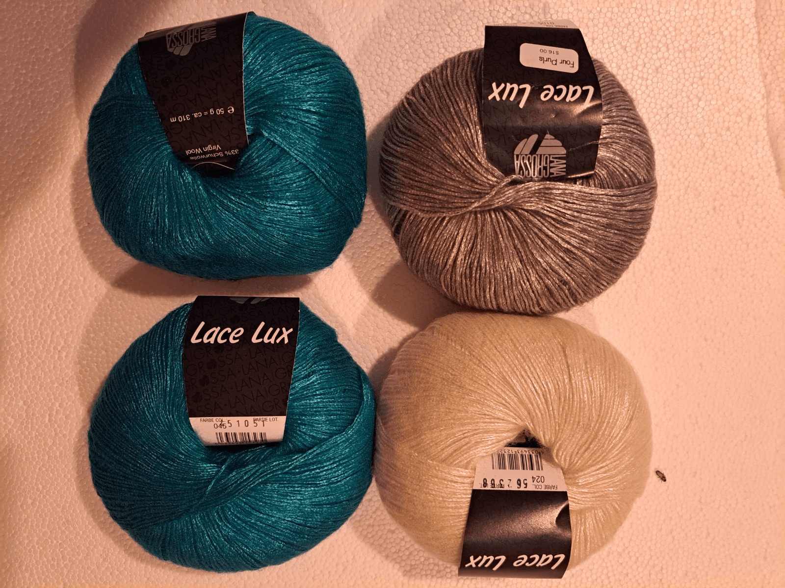 Lana Grossa Lace Lux Yarn 4 Ball Skeins Made In Italy Viscose Wool NEW