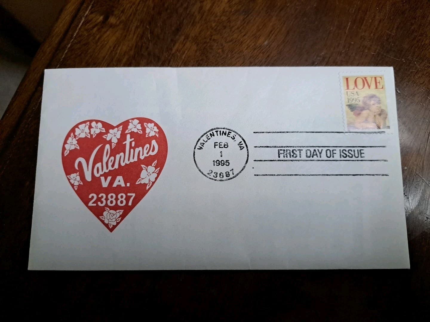 Scotts #2948 "Love & Cherub" Stamp First Day of Issue Cover Valentines, VA 1995