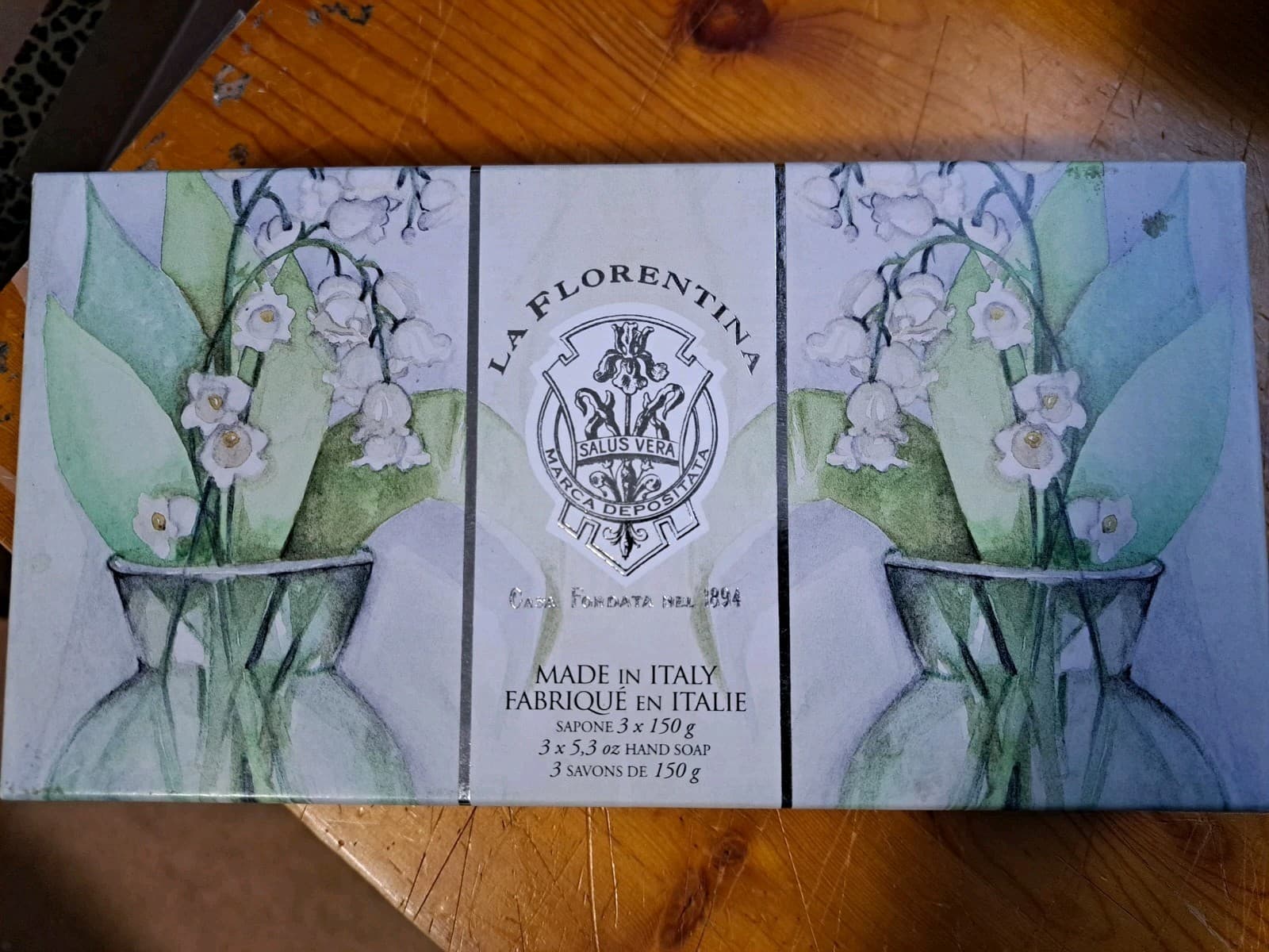 La Florentina 3 pack Lily of the Valley Bar Hand Bath Soap 5.3 oz Made in Italy