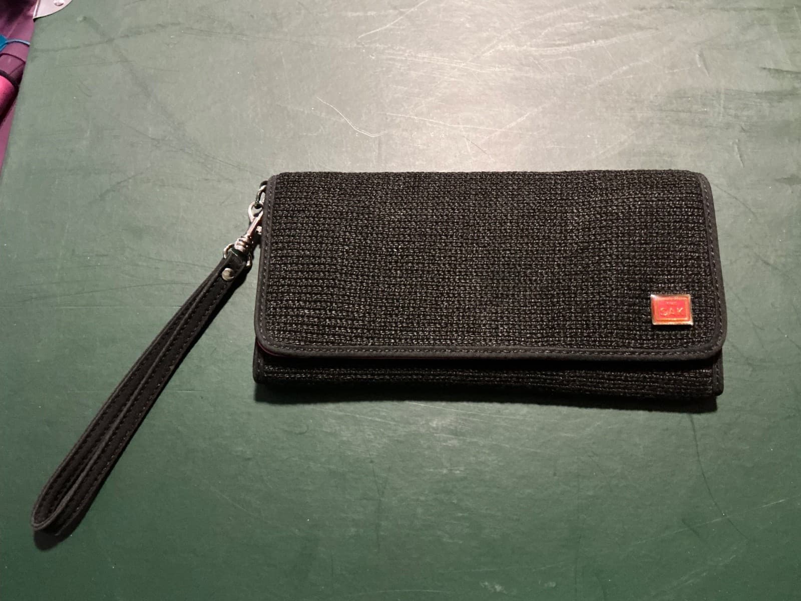 The SAK Black Crochet Clutch Wallet Woven Knit Billfold 7.5”x 4"