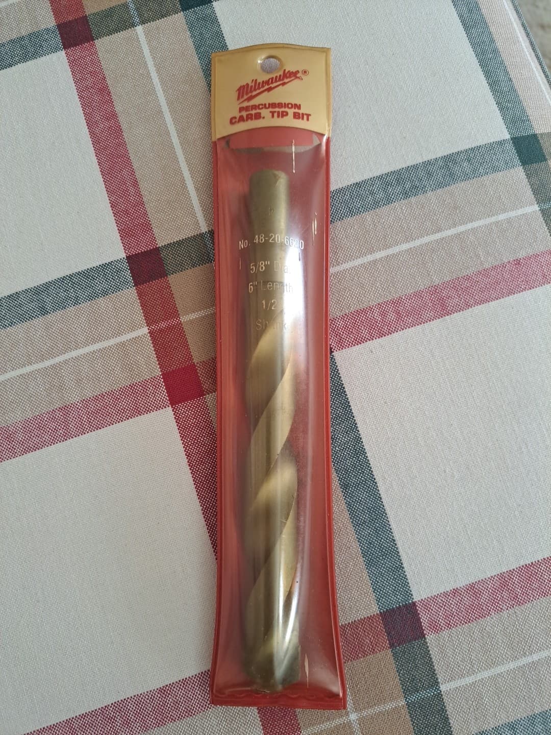 MILWAUKEE 5/8" Carbide Tip PERCUSSION Drill Bit No. 48-20-6620 6" OAL 1/2" Shank