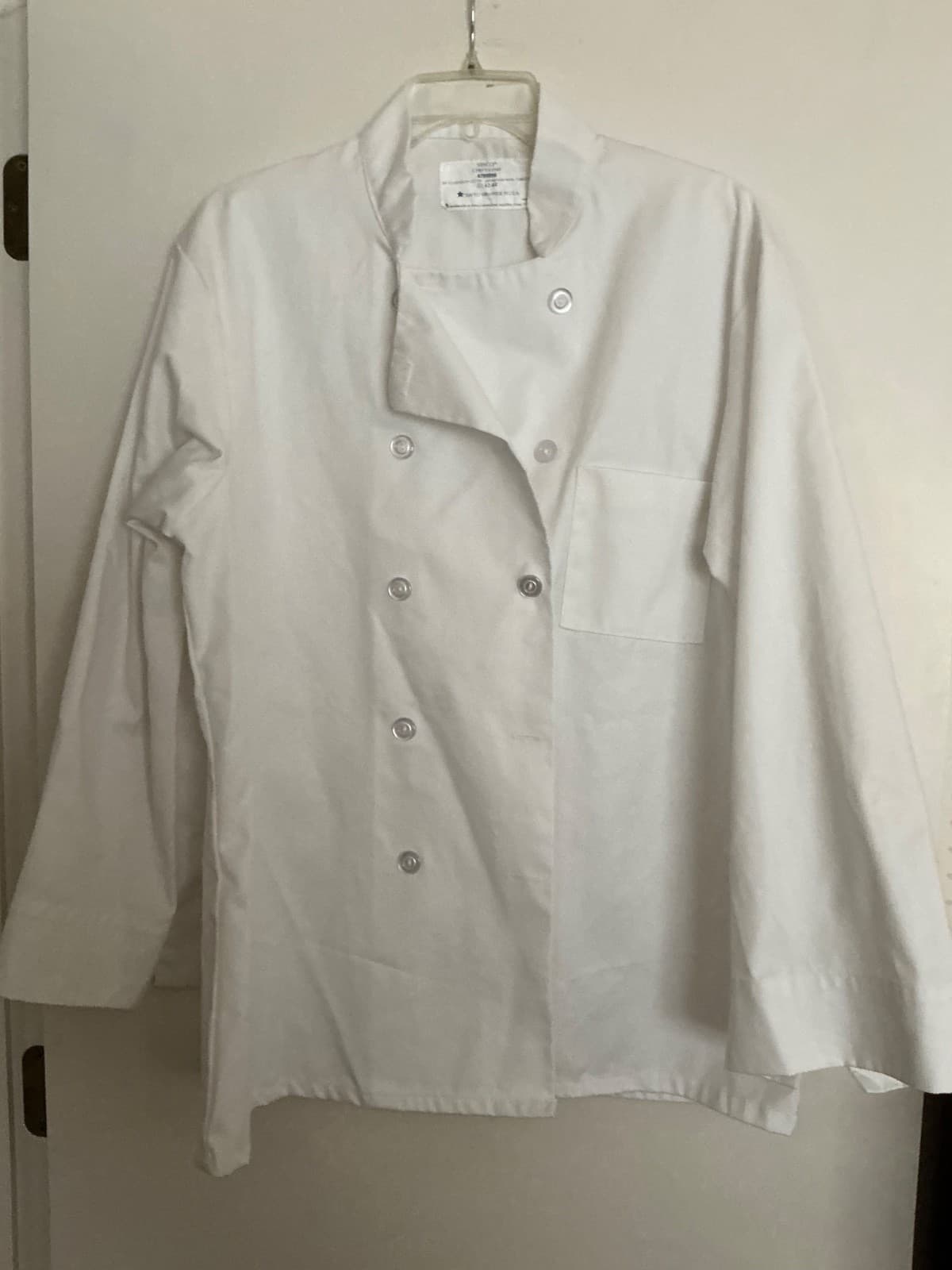 Sysco Chef Coat Jacket Mens L White Long Sleeve Button Up Cotton Blend NEW USA