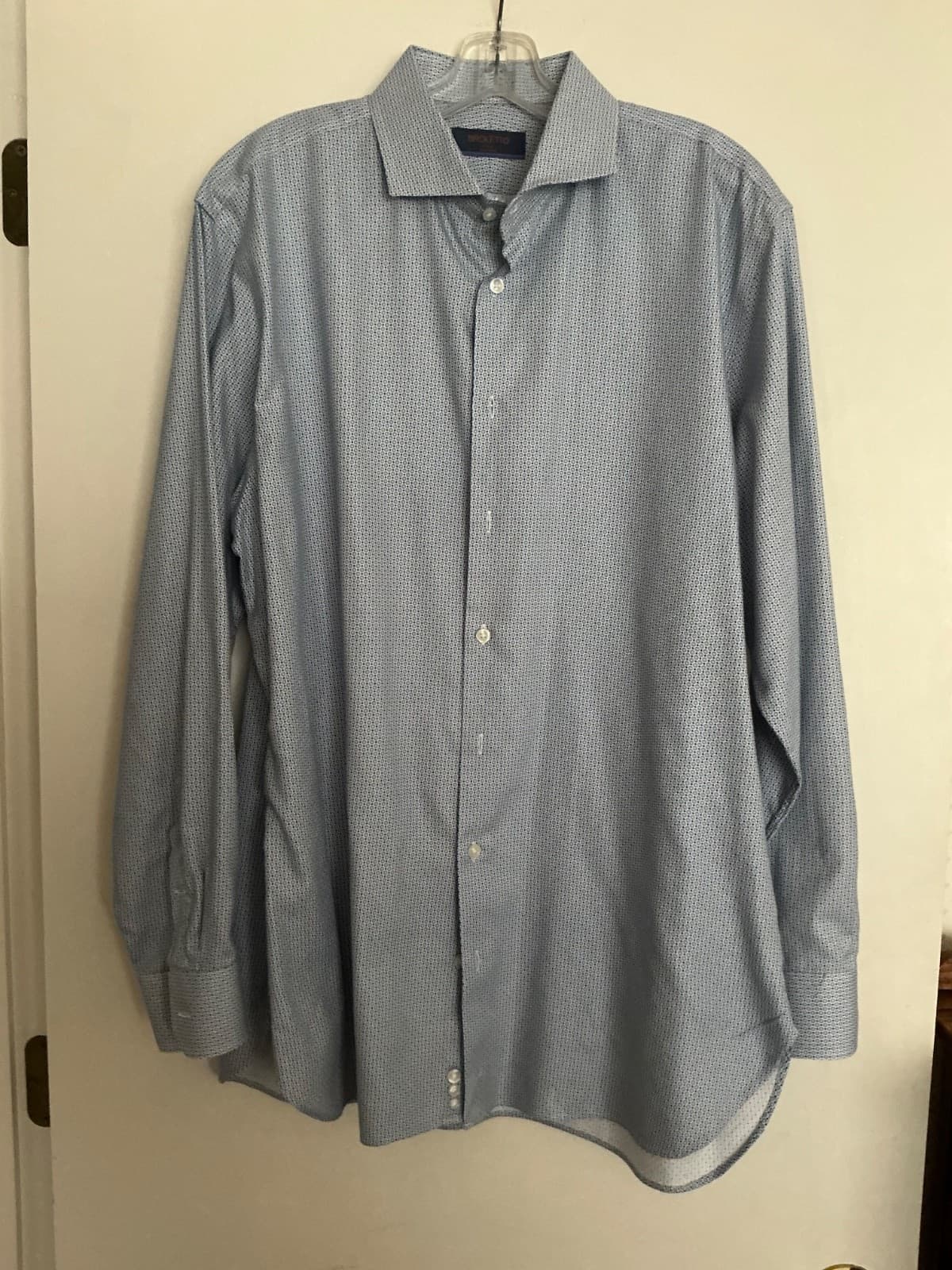 Broletto Trim Fit Non-Iron 100% Cotton Men's Dress Shirt Blue 17 34/35