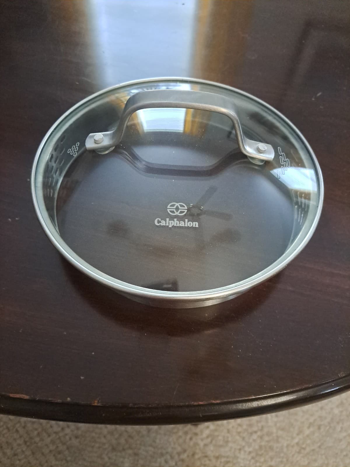 Calphalon Sauce Pot Replacement Strainer Lid Stainless Glass Inside Rim 7"