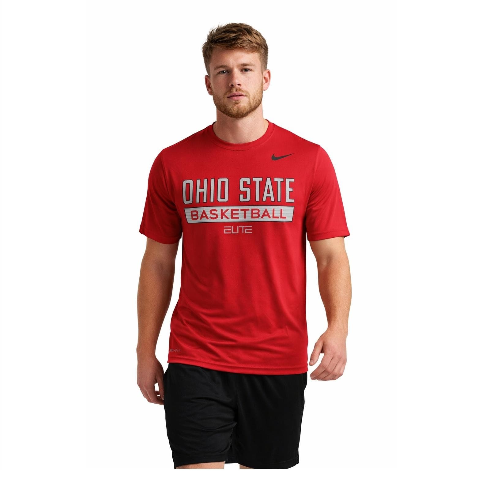 Nike Men's Ohio State Buckeyes Dri-Fit Basketball Elite Practice T-Shirt Large