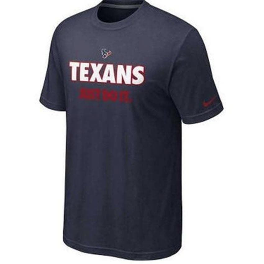 Nike Men's Houston Texans Just Do It Cotton Short Sleeve T-shirt Blue Large