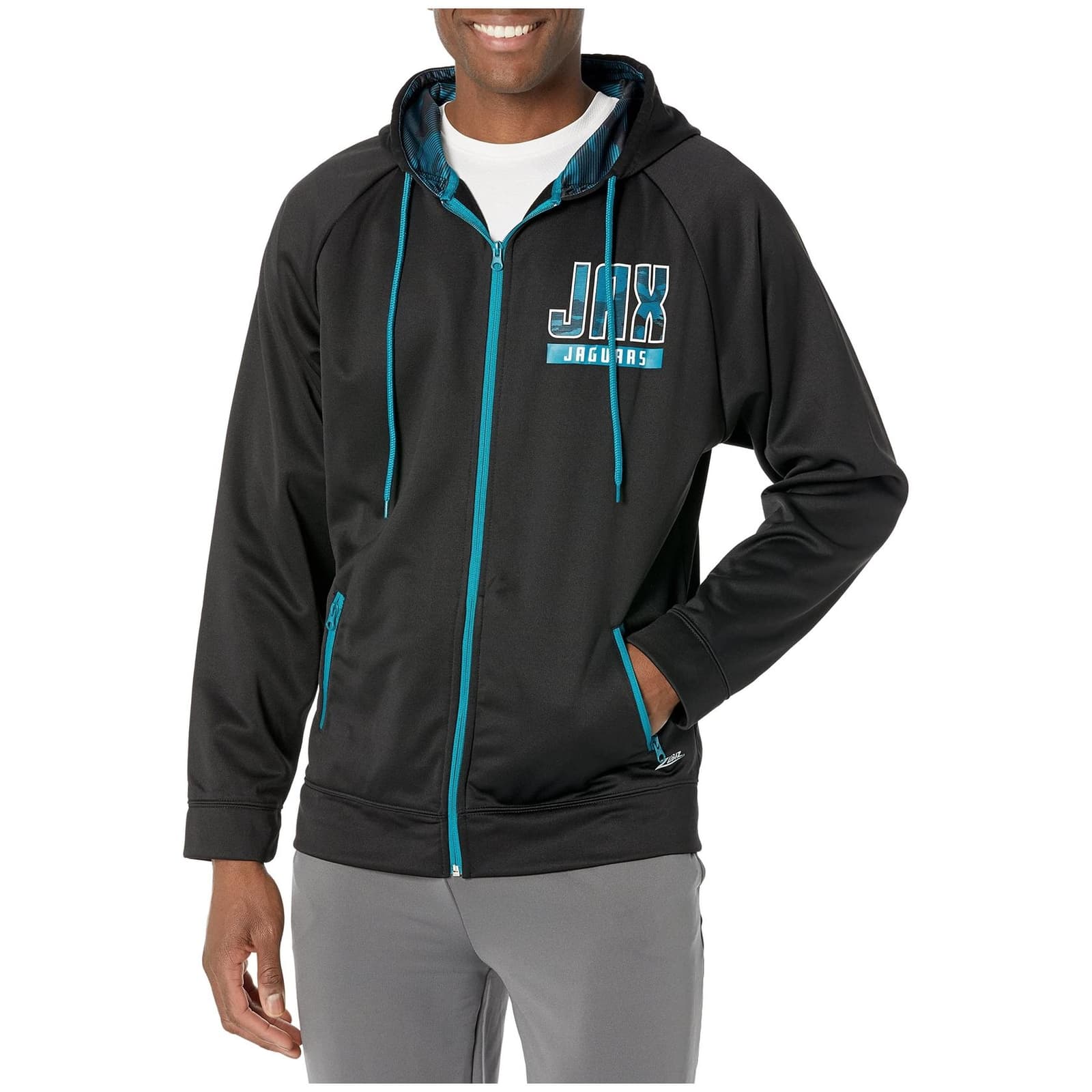Zubaz Men's Jacksonville Jaguars Camo Full Zip Hoodie Black Medium