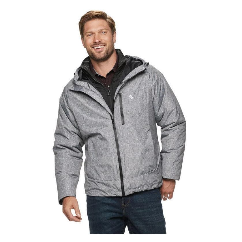IZOD Men's Rip Stop Hooded 3-1 Systems Jacket Charcoal/Heather XXL $210 Value