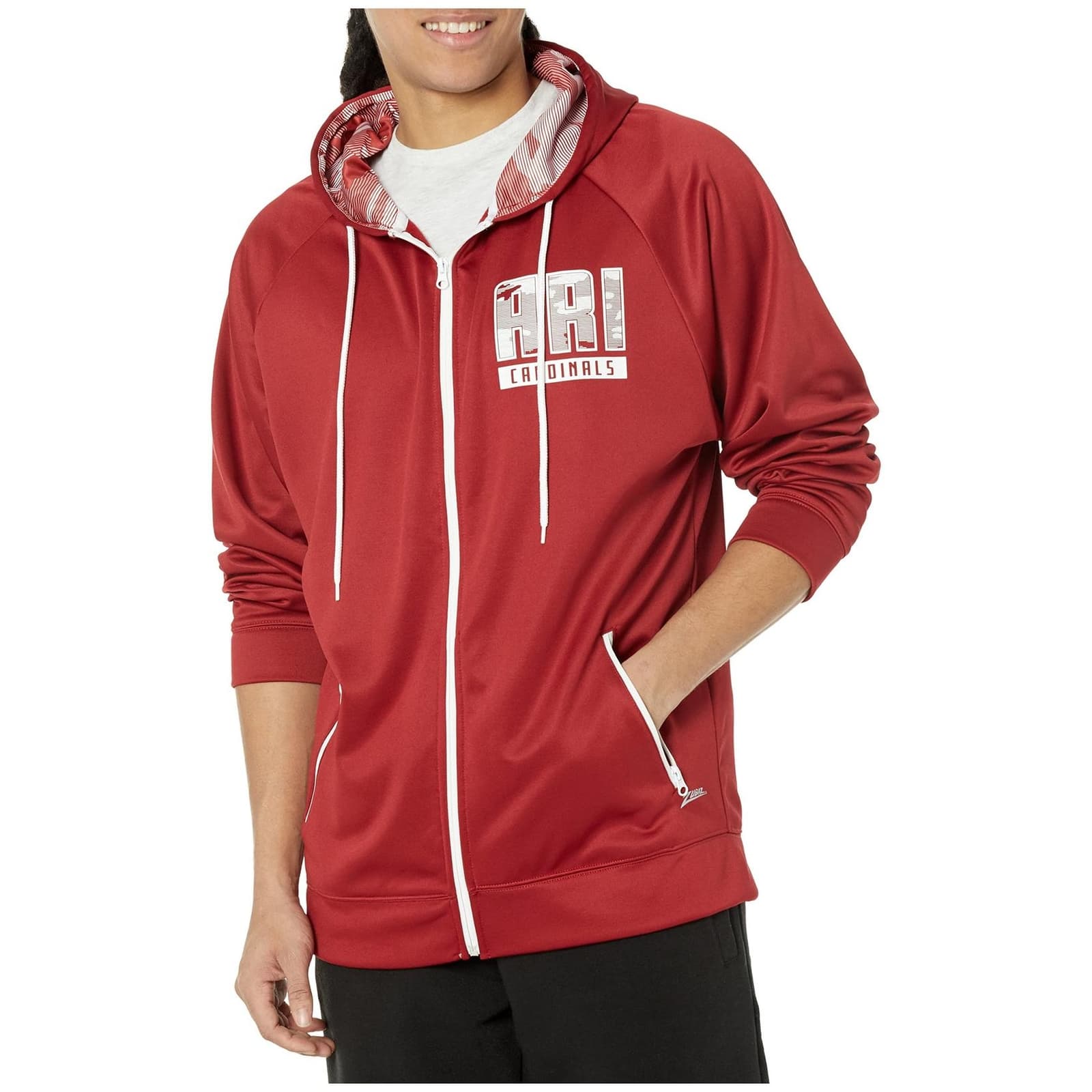 Zubaz Men's Arizona Cardinals Camo Full Zip Hoodie Black Medium