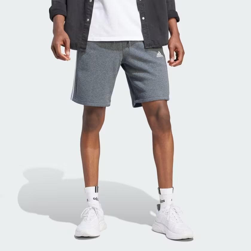 adidas Men's Essentials Fleece 3-Stripes Shorts Gray X-Large Tall $45 Value