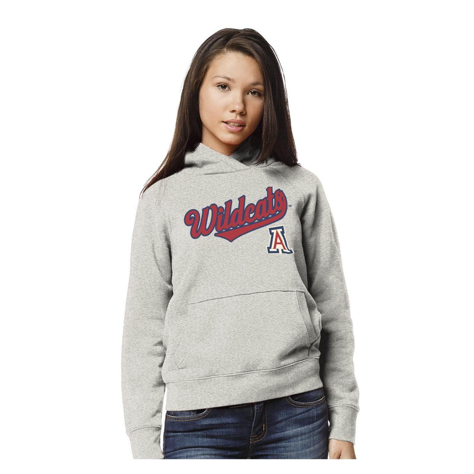 League Brand Women's Arizona Wildcats Academy Pullover Hoodie Oatmeal Gray Large