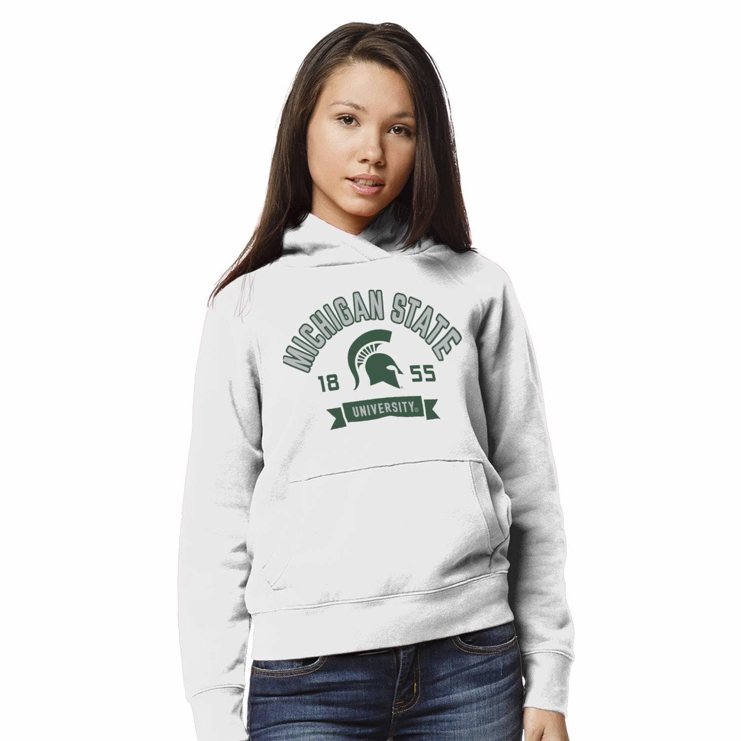 League Brand Women's Michigan State Spartans Academy Pullover Hoodie White XL