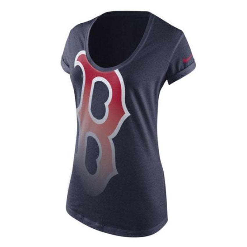 Nike Women's Red Sox Scoop Neck Triblend Boyfriend T-shirt Navy Small
