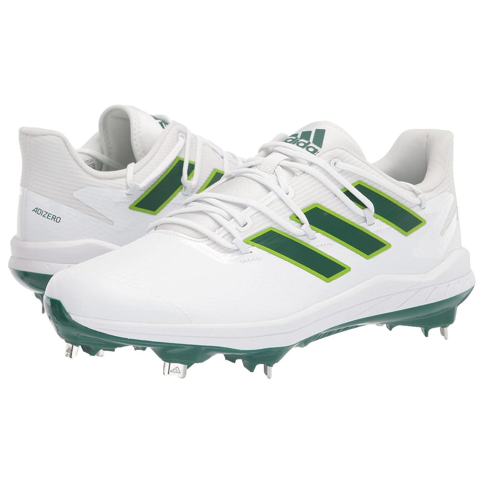 Adidas Men's Adizero Afterburner 8 Metal Baseball Cleats White/Green Size 13.5