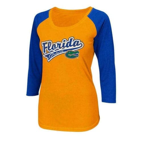 Colosseum Women's Florida Gators Shortstop 3/4 Scallop Tee Orange Medium