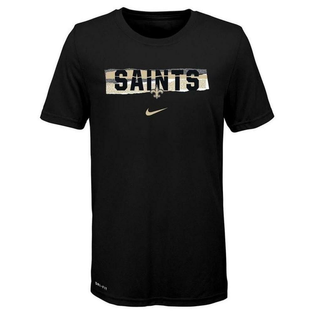 Nike Boy's New Orleans Saints Mezzo Tear Dri-FIT T-Shirt Large Black Fan Gear