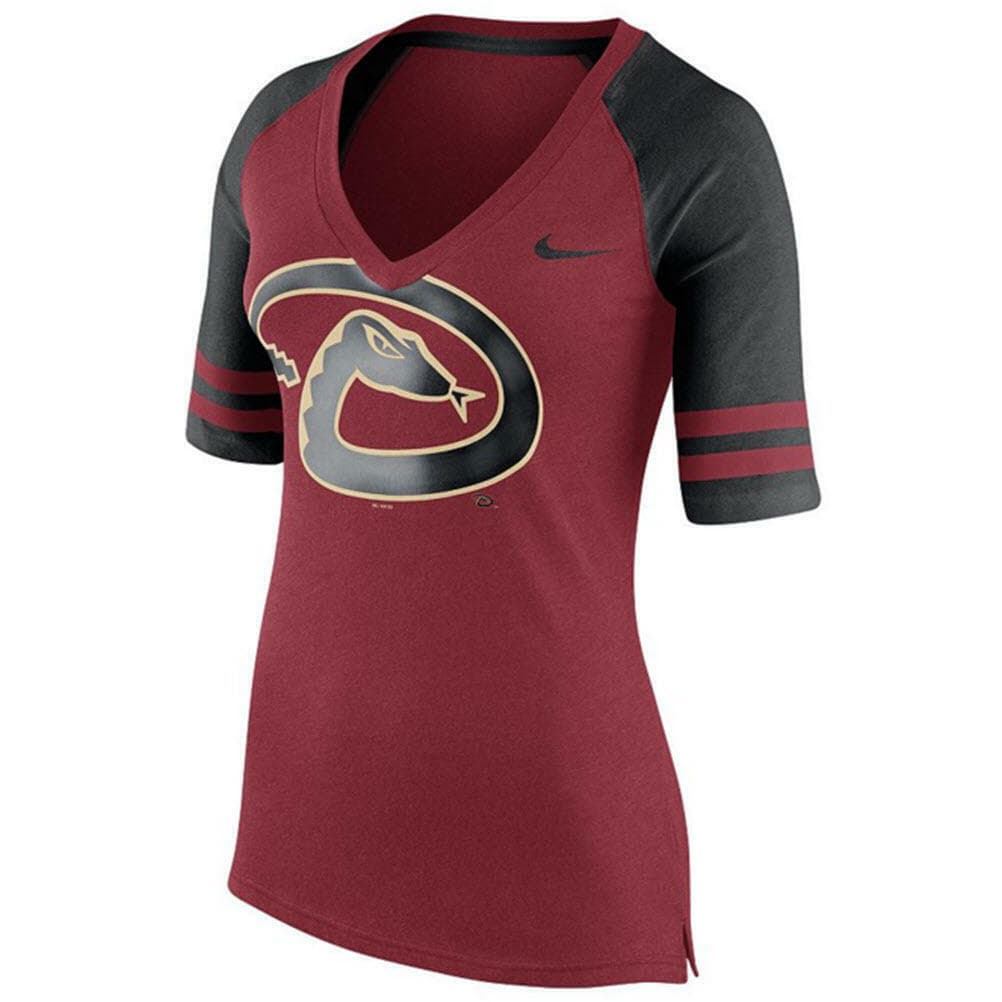 Nike Women's Arizona Diamondbacks Fan Top V-Neck T-Shirt Small Sedona Red