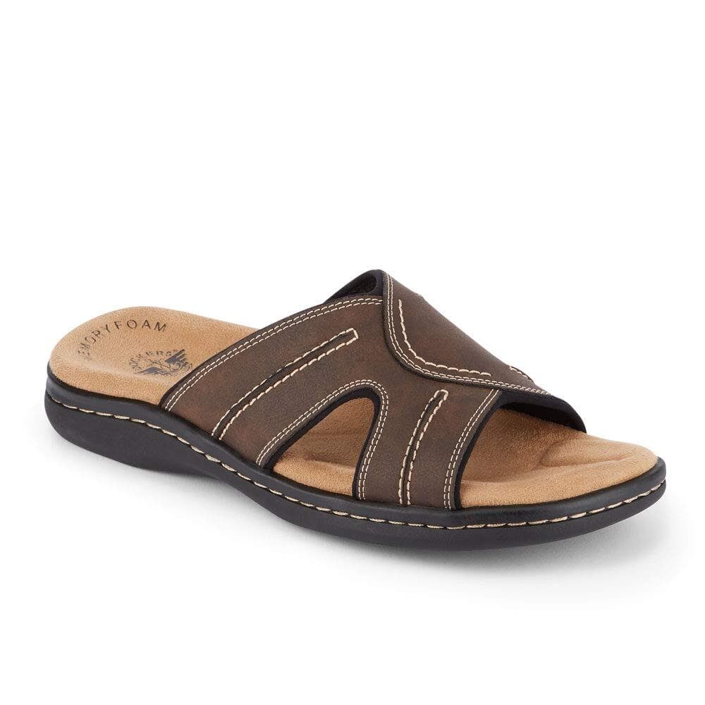 Dockers Men's Sunland Leather Slide Memory Foam Sandals Brown 8 M $80 Value