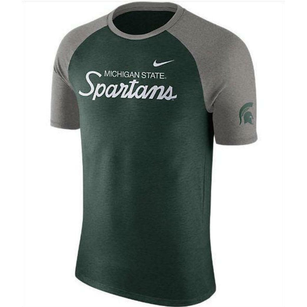 Nike Men's Michigan State Spartans College Script Tri-Blend Raglan T-Shirt XL