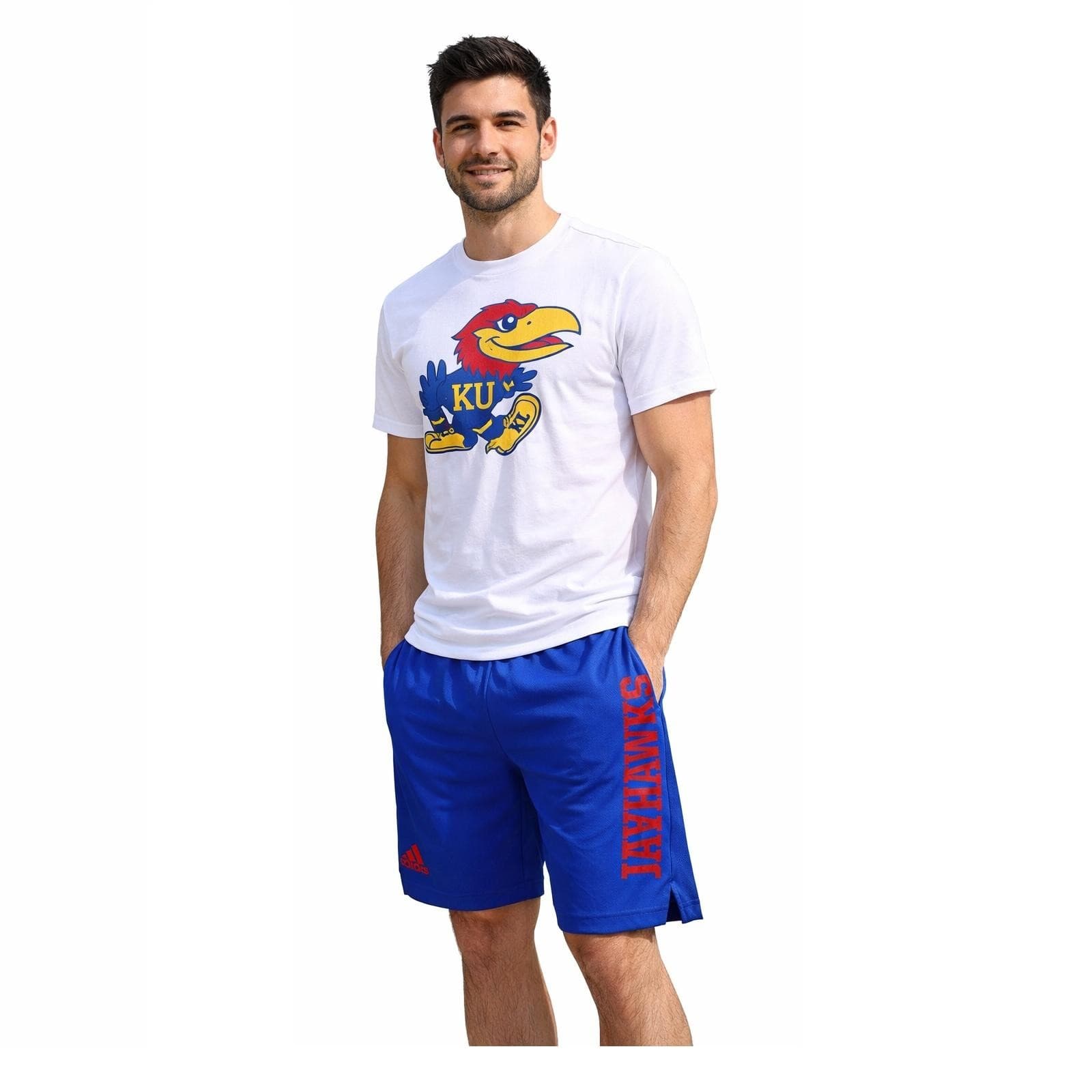 adidas Men's University Kansas Jayhawks Aeroready Team Shorts Blue 3XL $65 Value