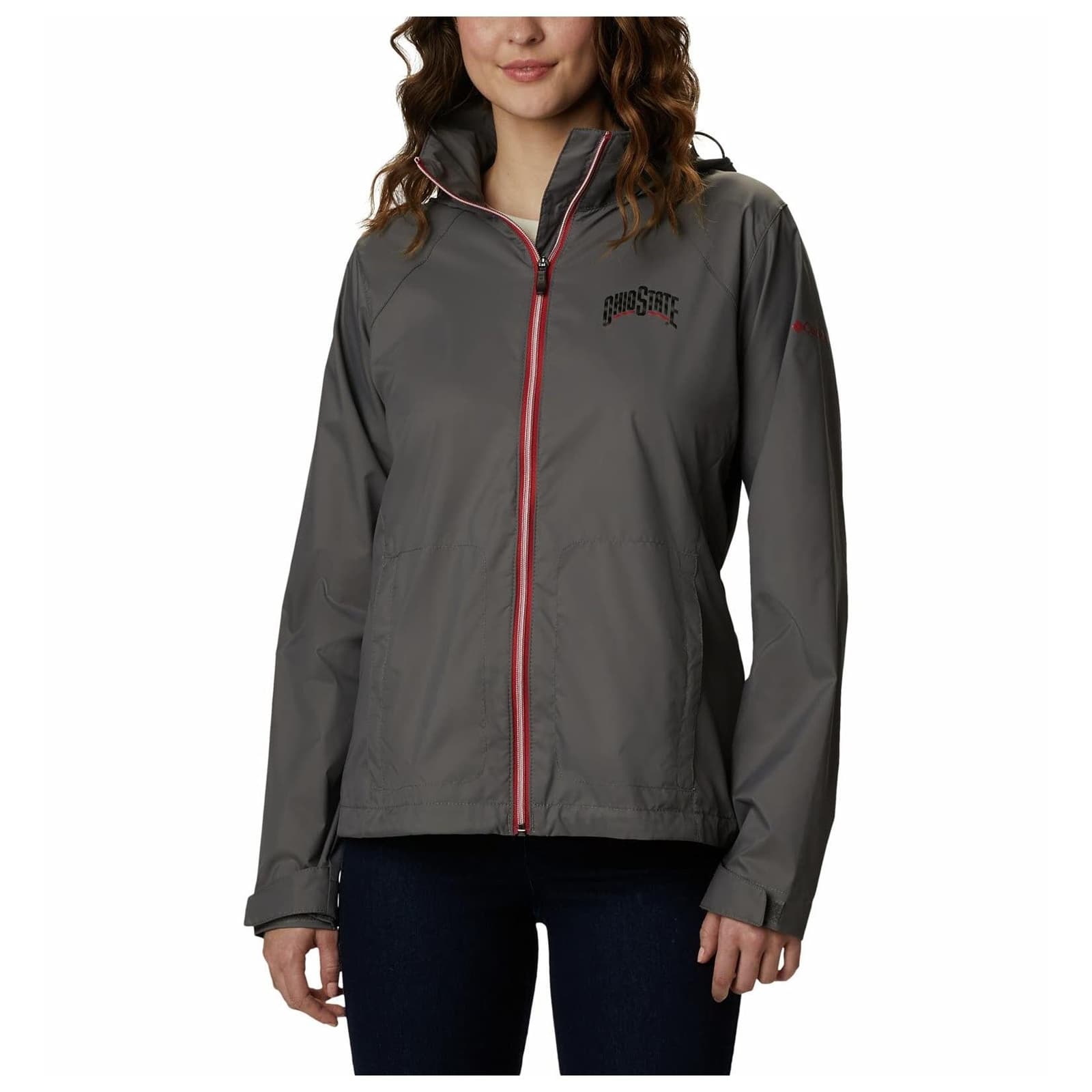 Columbia Women's Ohio State University Buckeyes Waterproof Hooded Jacket Gray XL
